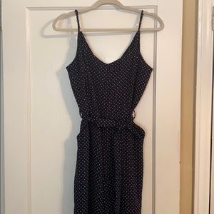 Black polka dot romper
